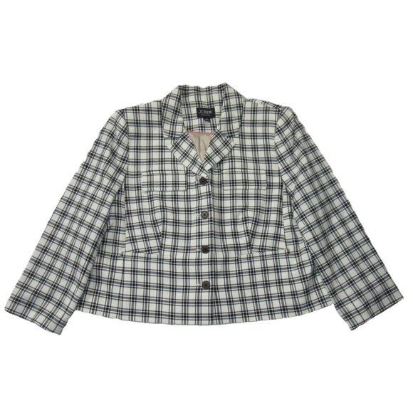 NWT J.Crew Collection Blazer-Jacket in Ivory Plaid Italian...
